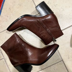 Frye Brown leather heeled booties brand new with tags never worn size 7.5